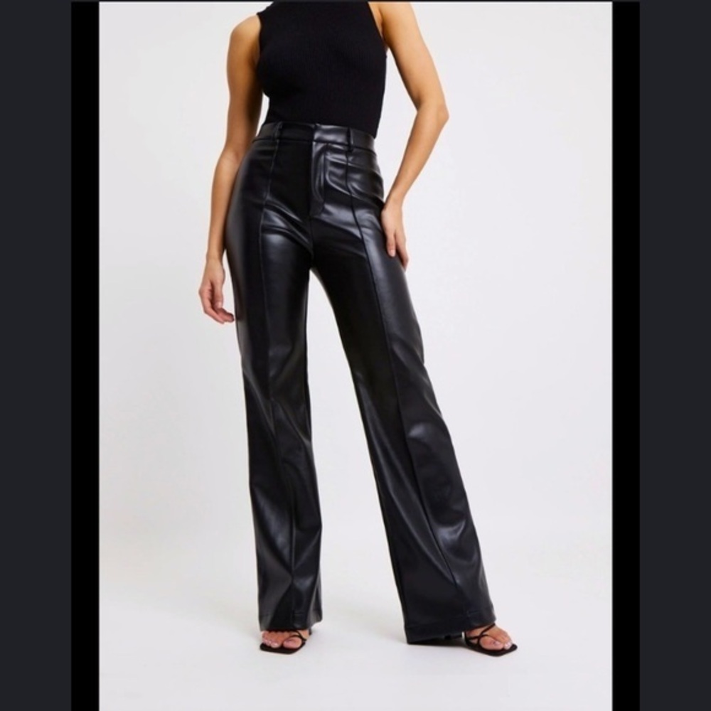 NWOT BOA faux, leather black flare pants. Small.